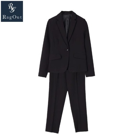 レディース【M～LL】　ジャケット+テーパードパンツセット（RagOut）