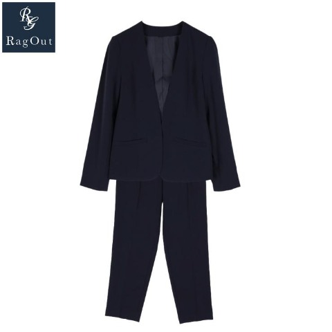 レディース【M～LL】　ジャケット+クロップドパンツセット（RagOut）