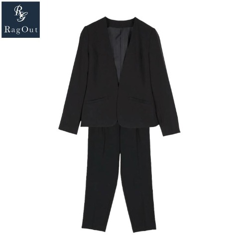レディース【M～LL】　ジャケット+クロップドパンツセット（RagOut）
