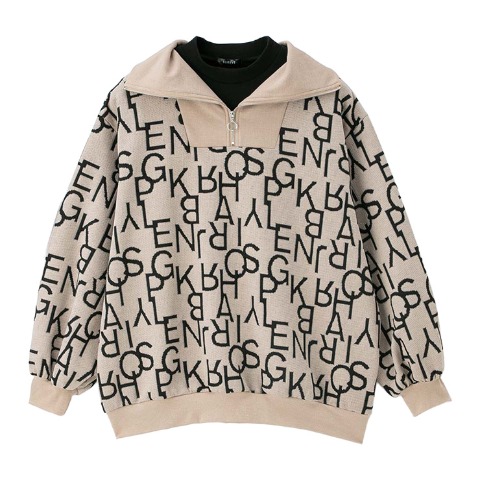 レディース　英字柄ドッキングプルオーバー（SUREVE）