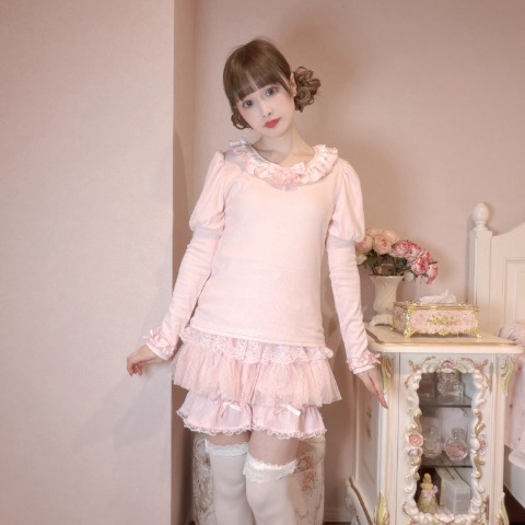 レディース　フリルTシャツ（まゆろん×majoretty）