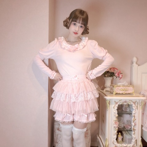 レディース　フリルTシャツ（まゆろん×majoretty）