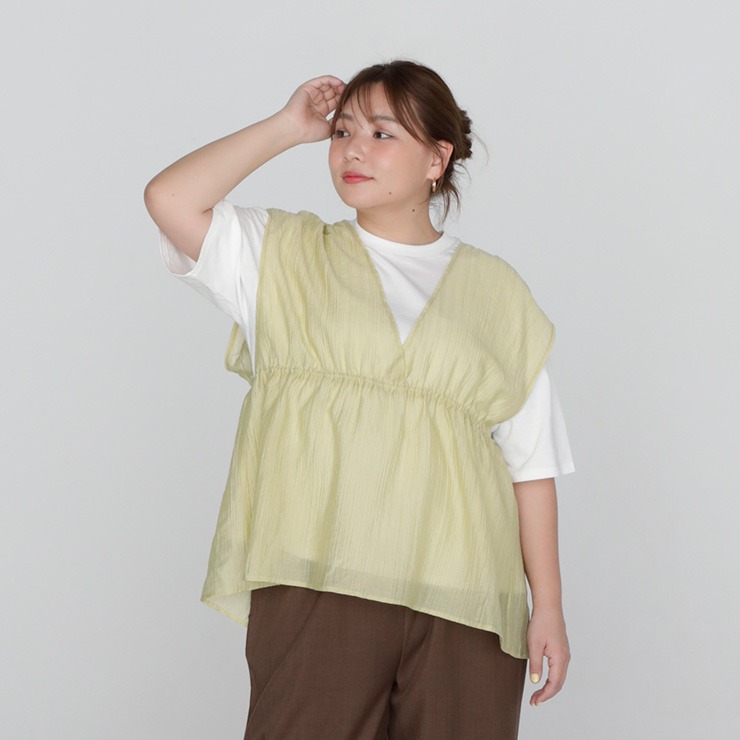 レディース【3L・4L】 Tシャツ＋ペプラムジレ（CHIP CLIP） | アベイル