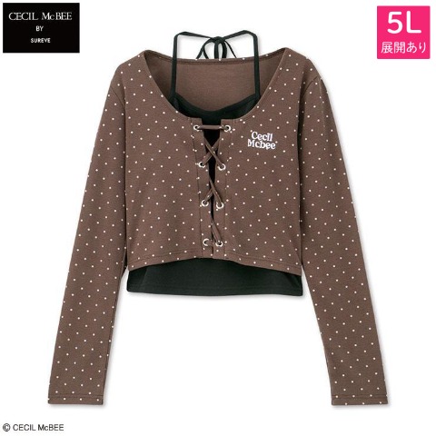 レディース　ドット柄ホルターネックレイヤードプルオーバー（CECIL McBEE×SUREVE）