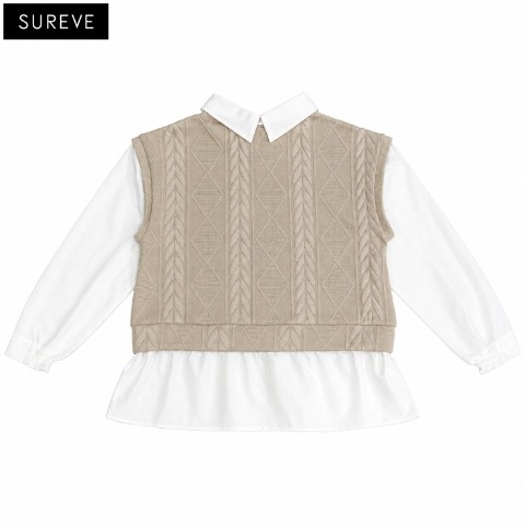 レディース【3L・4L】　レイヤードプルオーバー（SUREVE）