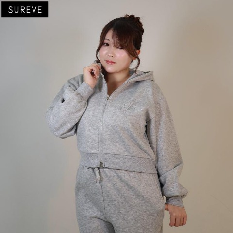 レディース【2L～4L】　装飾使いジップパーカ（HANNA×SUREVE）