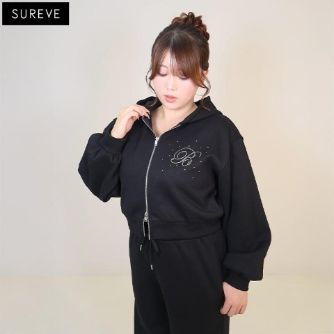 レディース【2L～4L】　装飾使いジップパーカ（HANNA×SUREVE）
