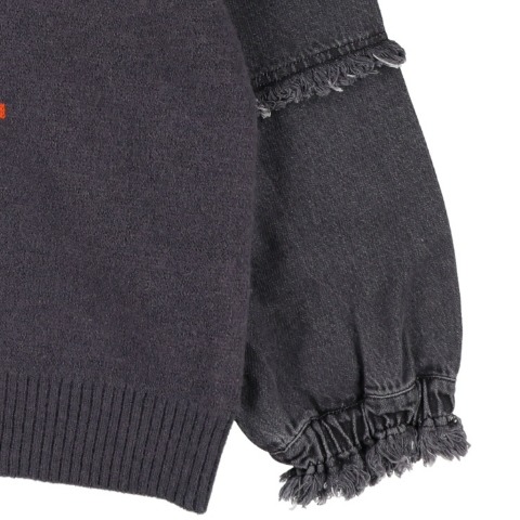 レディース【3L～5L】　袖デニムニットプルオーバー（Denifits）