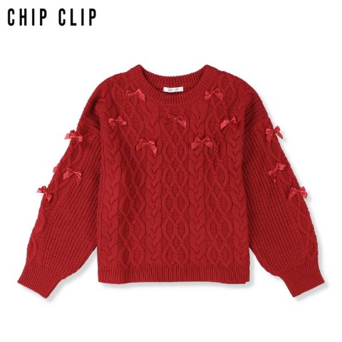 レディース　リボンニットプルオーバー（CHIP CLIP）