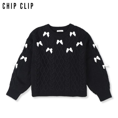 レディース　リボンニットプルオーバー（CHIP CLIP）