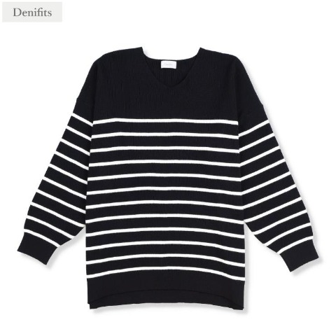 レディース　ボーダーニットプルオーバー（Denifits）