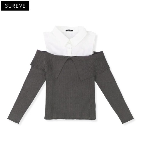 レディース　シャツドッキングニットプルオーバー（SUREVE）