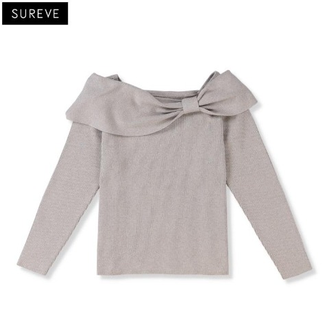 レディース　ラメリボンオフショルニットプルオーバー（SUREVE）