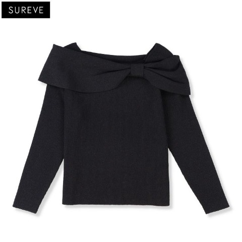 レディース　ラメリボンオフショルニットプルオーバー（SUREVE）