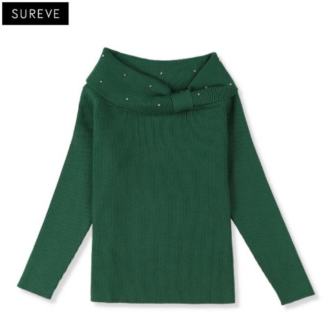 レディース　ビジュー付オフショルニットプルオーバー（SUREVE）
