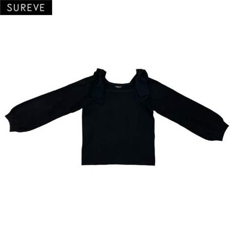 レディース　肩リボンニットプルオーバー（SUREVE)
