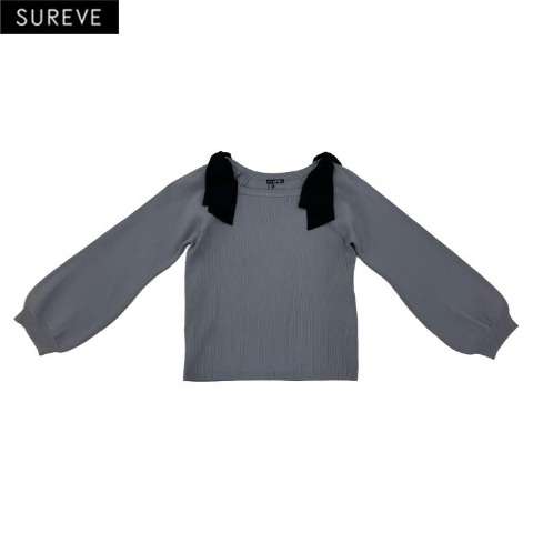 レディース　肩リボンニットプルオーバー（SUREVE)