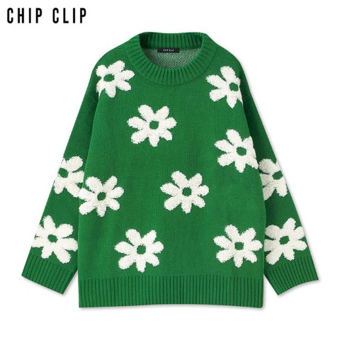 レディース　デイジー柄ニットプルオーバー（CHIP CLIP）