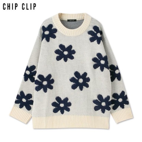 レディース　デイジー柄ニットプルオーバー（CHIP CLIP）