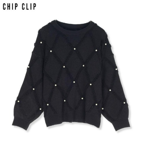 レディース　装飾使いニットプルオーバー（CHIP CLIP）