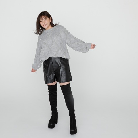 レディース　装飾使いニットプルオーバー（CHIP CLIP）