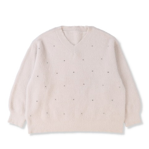 レディース　装飾付きシャギーニットプルオーバー（SUREVE）