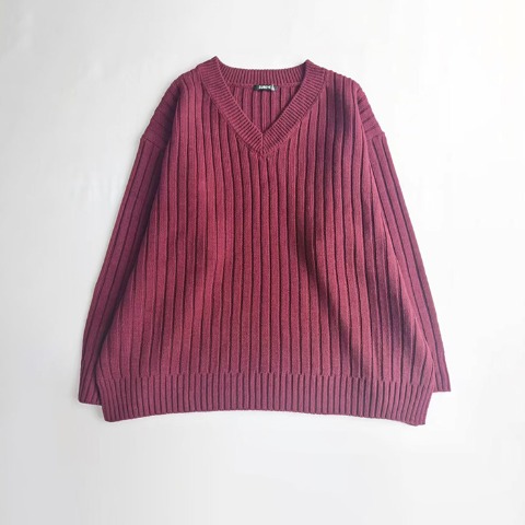 レディース【3L～6L】　Vネックニットプルオーバー（SUREVE）