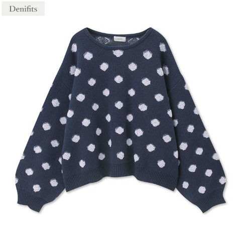 レディース　ドット柄ニットプルオーバー（Denifits）