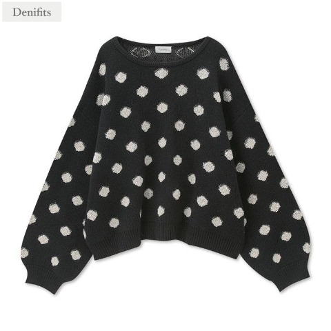 レディース　ドット柄ニットプルオーバー（Denifits）