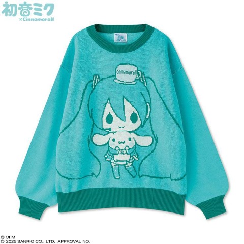 レディース　ニットプルオーバー（初音ミク×シナモロール）