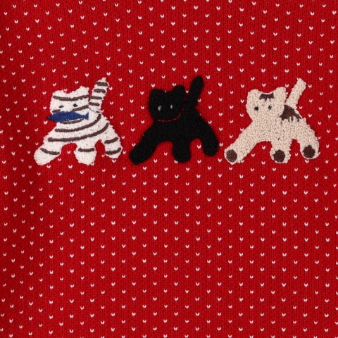 レディース　ネコ柄ニットプルオーバー（CHIP CLIP）