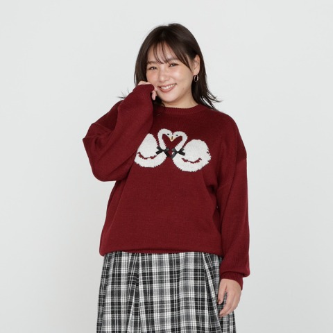レディース　白鳥柄ニットプルオーバー（CHIP CLIP）
