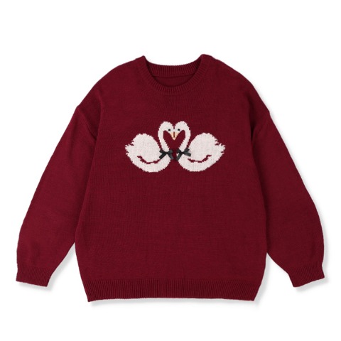 レディース　白鳥柄ニットプルオーバー（CHIP CLIP）