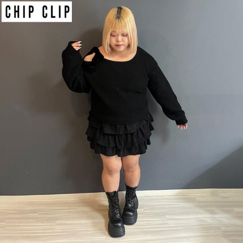 レディース　ワンショルニットプルオーバー（あいちゃん×CHIP CLIP）