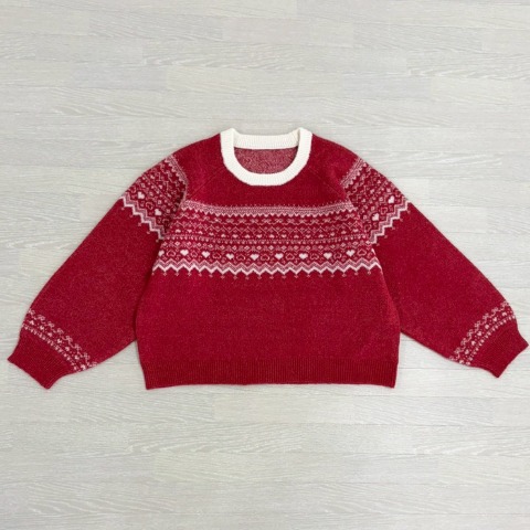 レディース　ノルディック柄ニットプルオーバー（あいちゃん×CHIP CLIP）