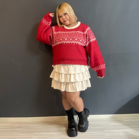 レディース　ノルディック柄ニットプルオーバー（あいちゃん×CHIP CLIP）