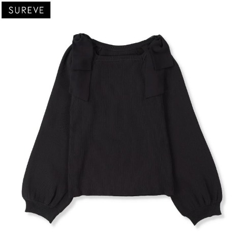 レディース　肩リボンニットプルオーバー（SUREVE）