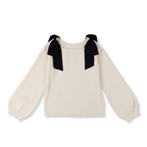 レディース　肩リボンニットプルオーバー（SUREVE）