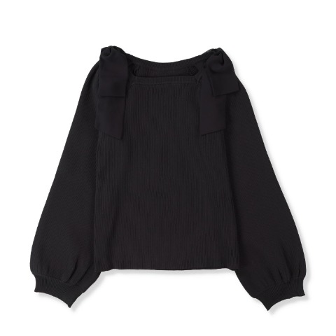 レディース　肩リボンニットプルオーバー（SUREVE）