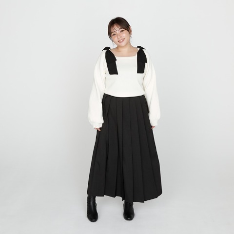 レディース　肩リボンニットプルオーバー（SUREVE）