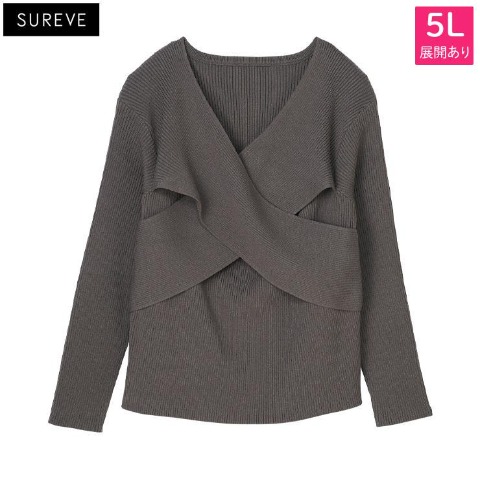 レディース【3L～5L】　カシュクールニットプルオーバー (SUREVE)