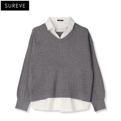 レディース　シャツドッキングニットプルオーバー（SUREVE）
