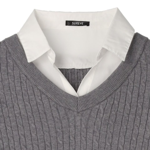 レディース　シャツドッキングニットプルオーバー（SUREVE）