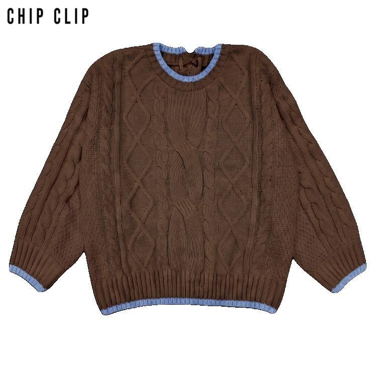 レディース【3L・4L】 レースアップニットプルオーバー（CHIP CLIP