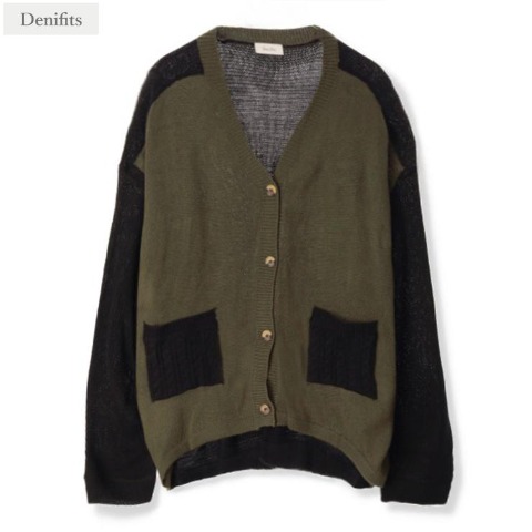 レディース　配色ニットカーディガン（Denifits）