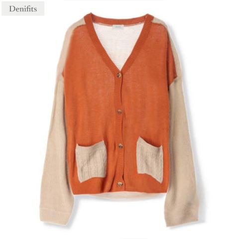 レディース　配色ニットカーディガン（Denifits）