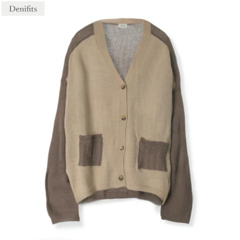 レディース　配色ニットカーディガン（Denifits）