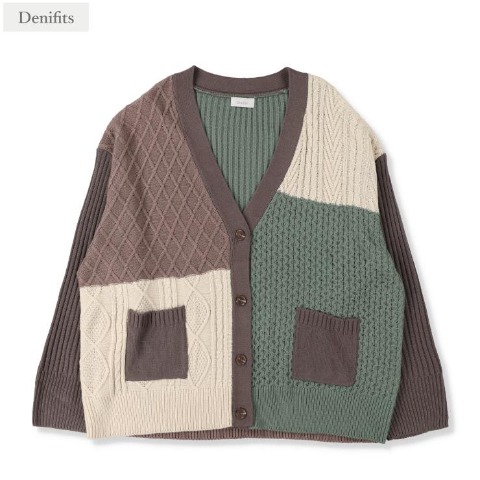 レディース　切り替えニットカーディガン（Denifits)
