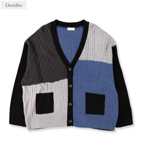 レディース　切り替えニットカーディガン（Denifits)