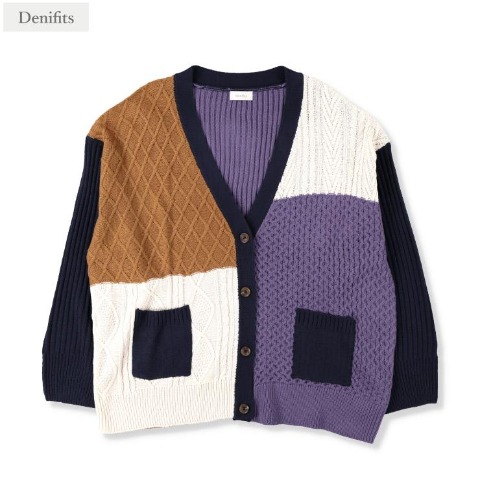 レディース　切り替えニットカーディガン（Denifits)